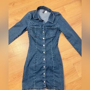 H&M Blue Long Sleeve Denim Dress